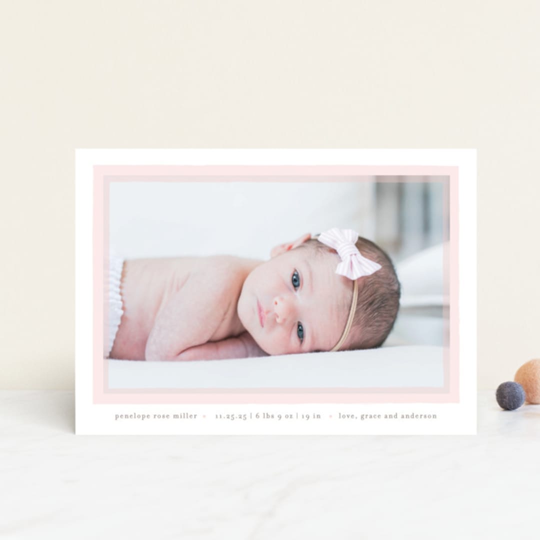 "Cotton Candy" - Birth Announcements in Blush by Lauren Chism - Front