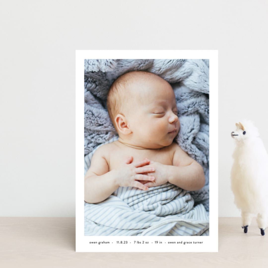 "Basic" - Birth Announcements in Onyx by Lauren Chism - Front