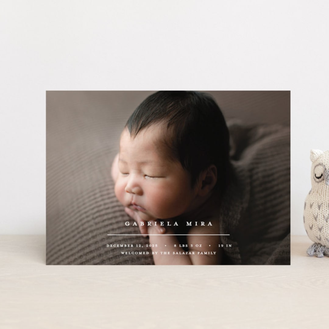 "Primary" - Birth Announcements in Vanilla by Pixel and Hank - Front