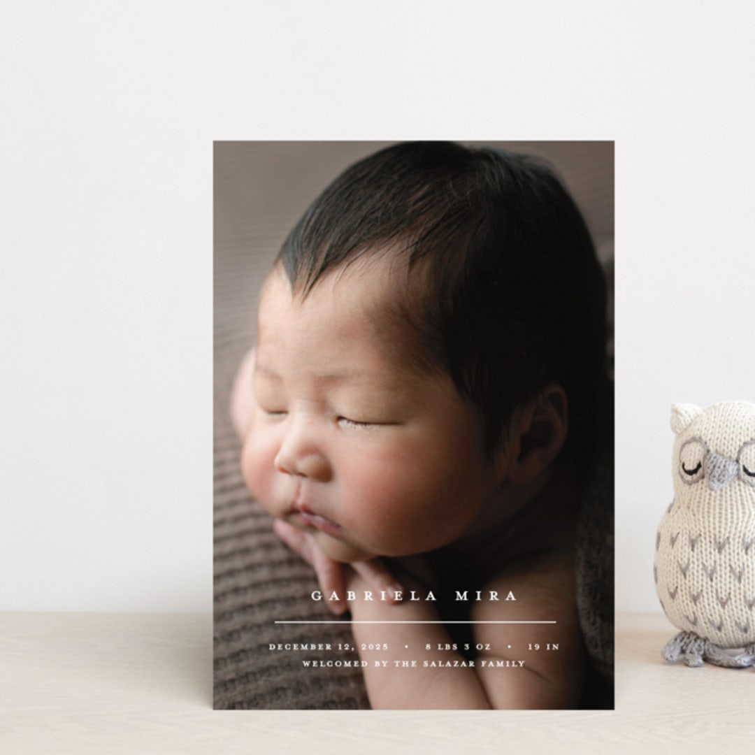 "Primary" - Birth Announcements in Vanilla by Pixel and Hank - Front