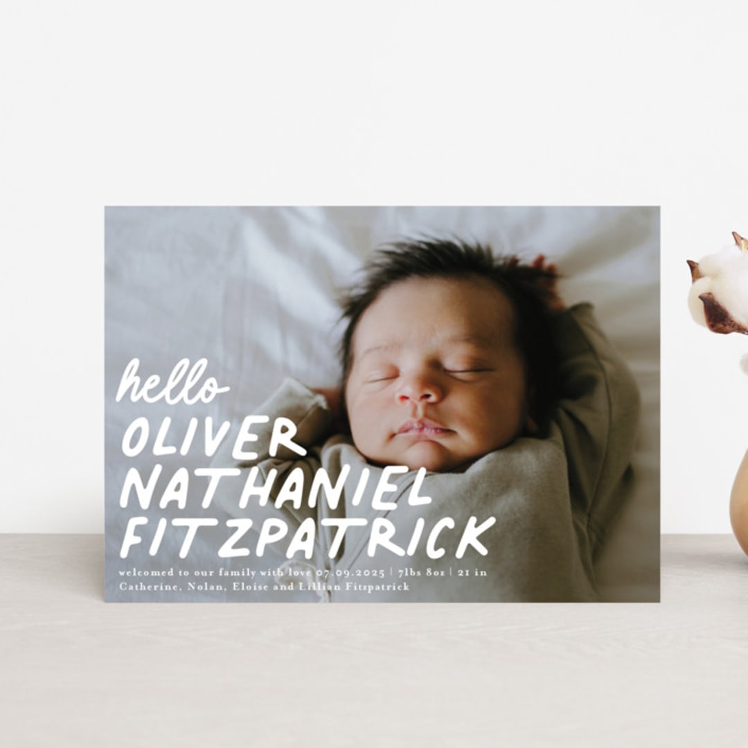 "casual hello" - Birth Announcements in Snow by Angela Marzuki - Front