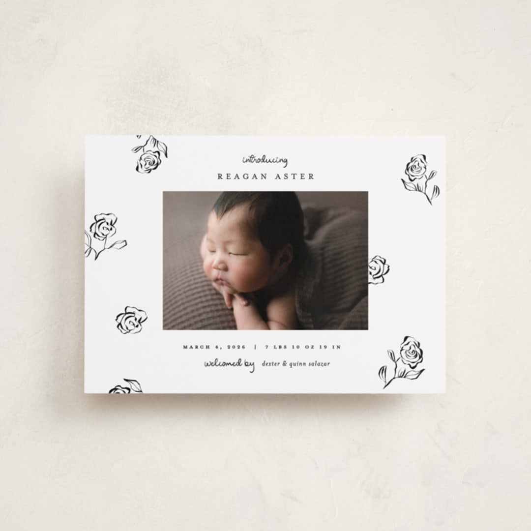 "The Flora" - Birth Announcements in Lily of the Valley by Pixel and Hank - Front