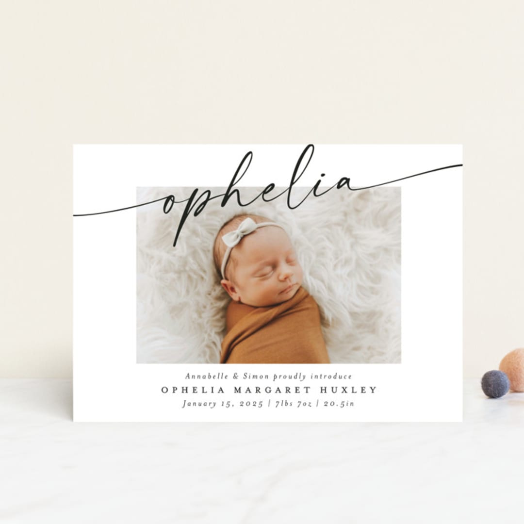"Signature Name" - Birth Announcements in Coal by Meggy Masters - Front