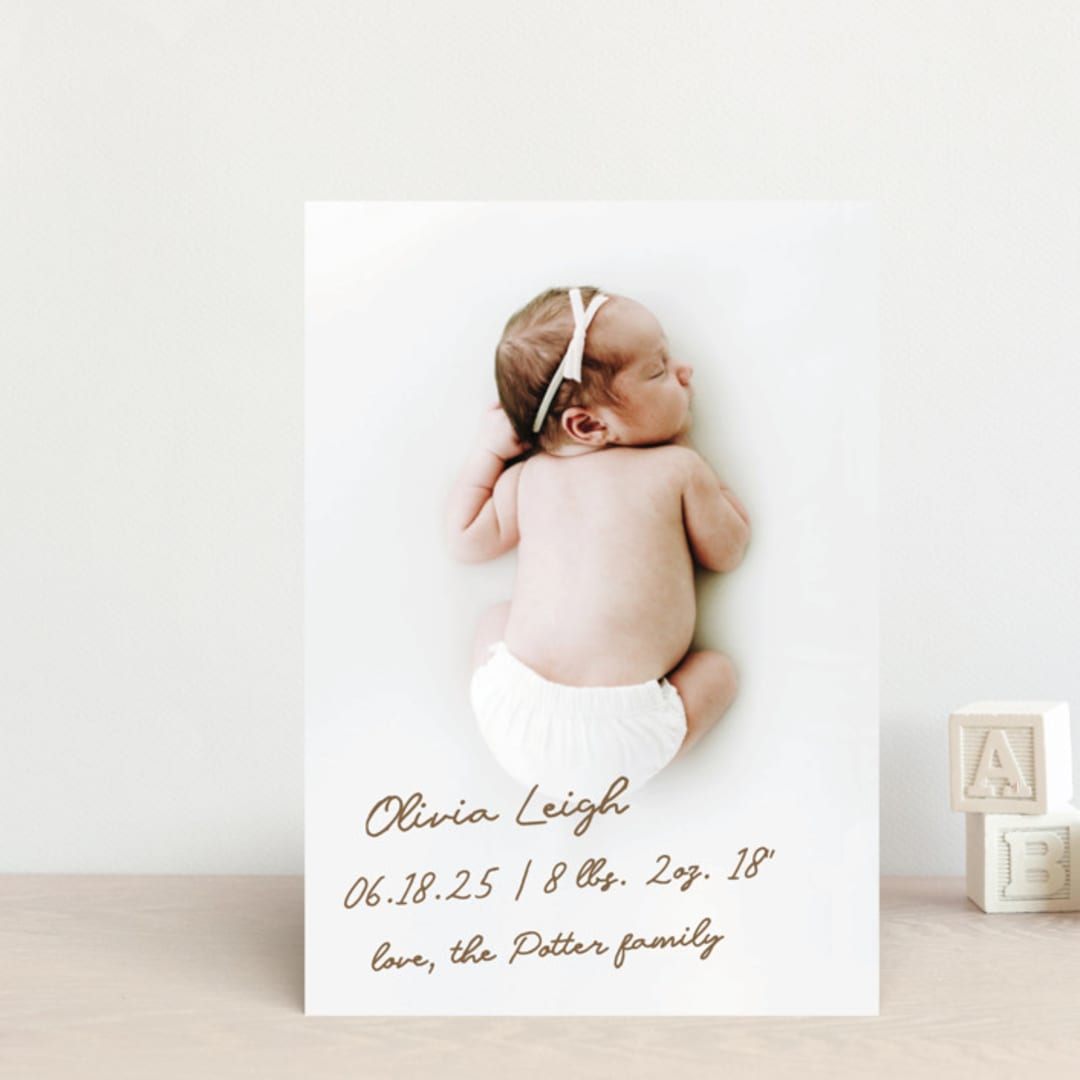 "signed with love" - Birth Announcements in Bark by AK Graphics - Front
