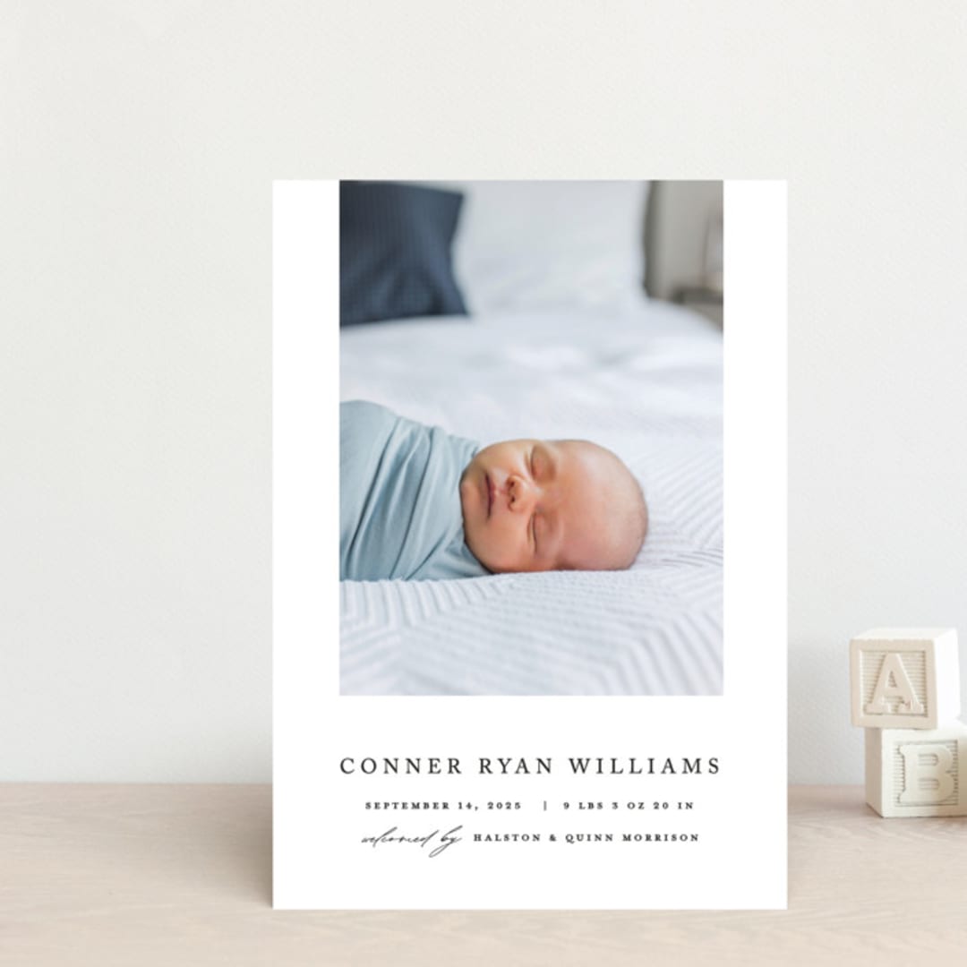 "Dreamer" - Birth Announcements in Onyx by Pixel and Hank - Front