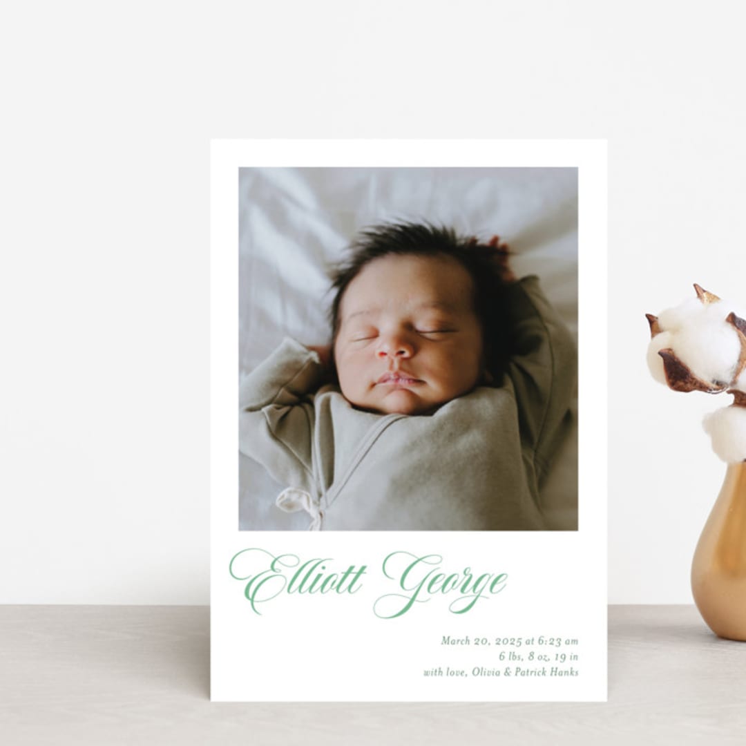 "Hollis" - Birth Announcements in Clover by Megan Davis - Front