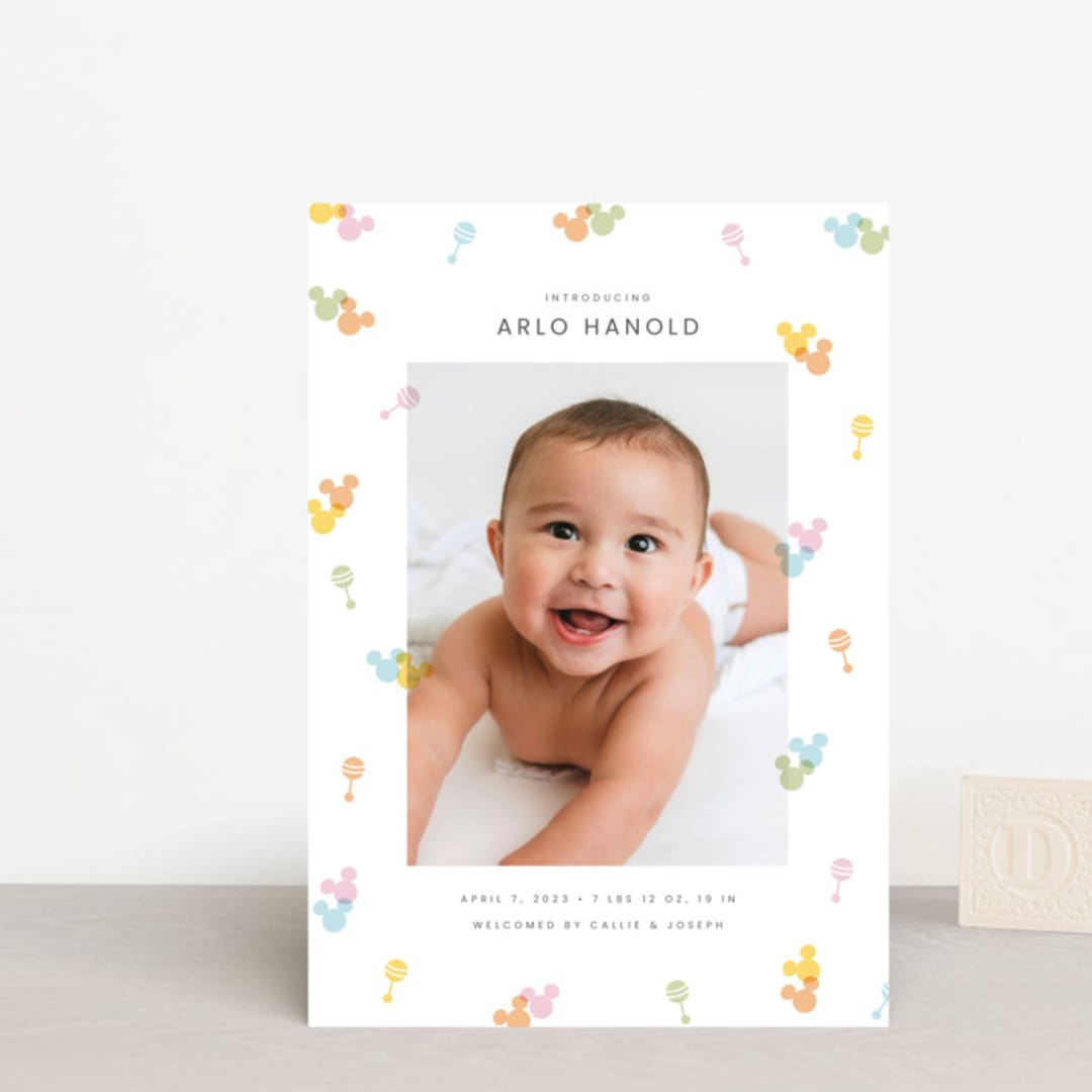 "Disney's Mickey Confetti" - Birth Announcements in Candy by Ellen Schlegelmilch - Front