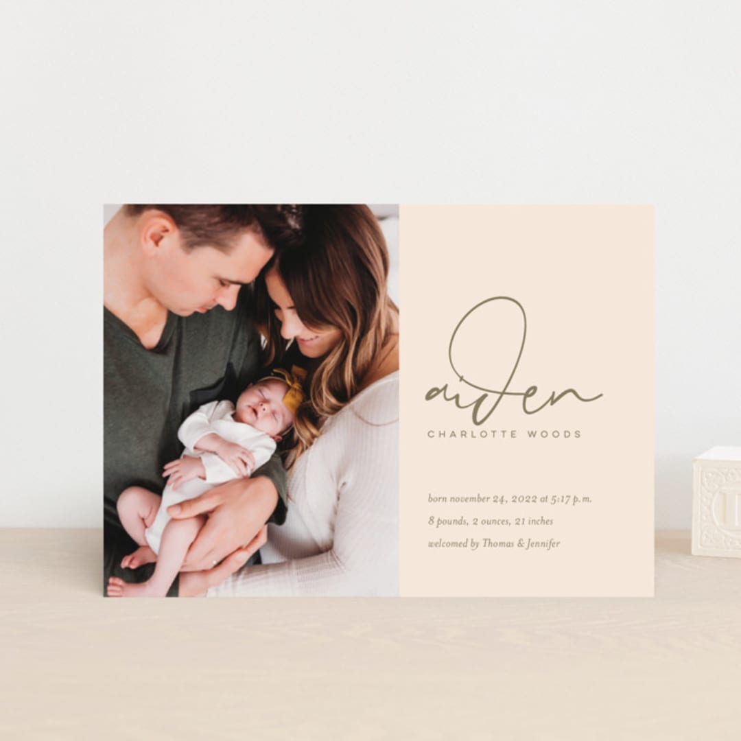 "Signature Babe" - Birth Announcements in Peach by Jessica Williams - Front