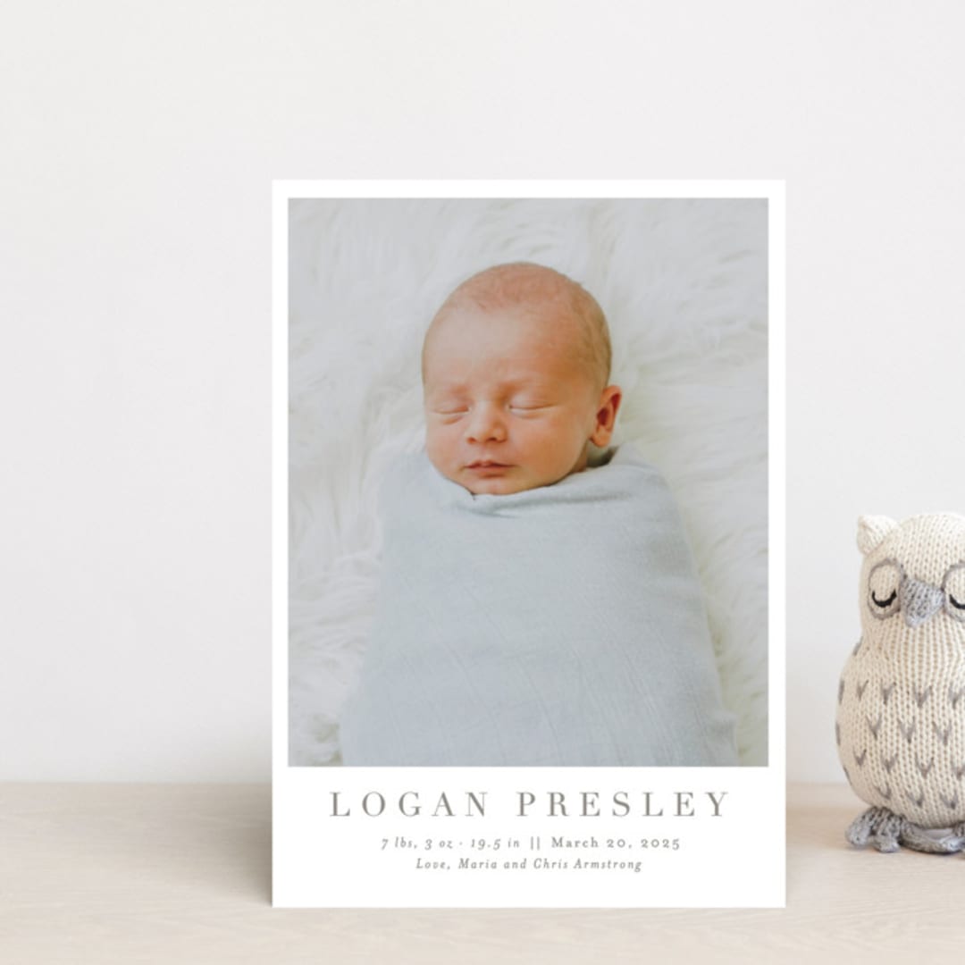 "Menil" - Birth Announcements in Fawn by Megan Davis - Front