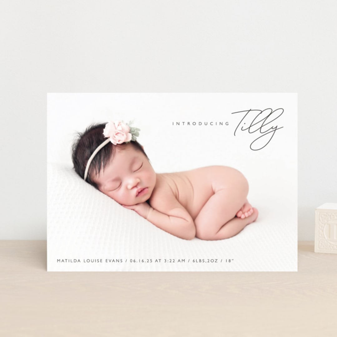 "Nickname Intro" - Birth Announcements in Raven by Olivia Raufman - Front