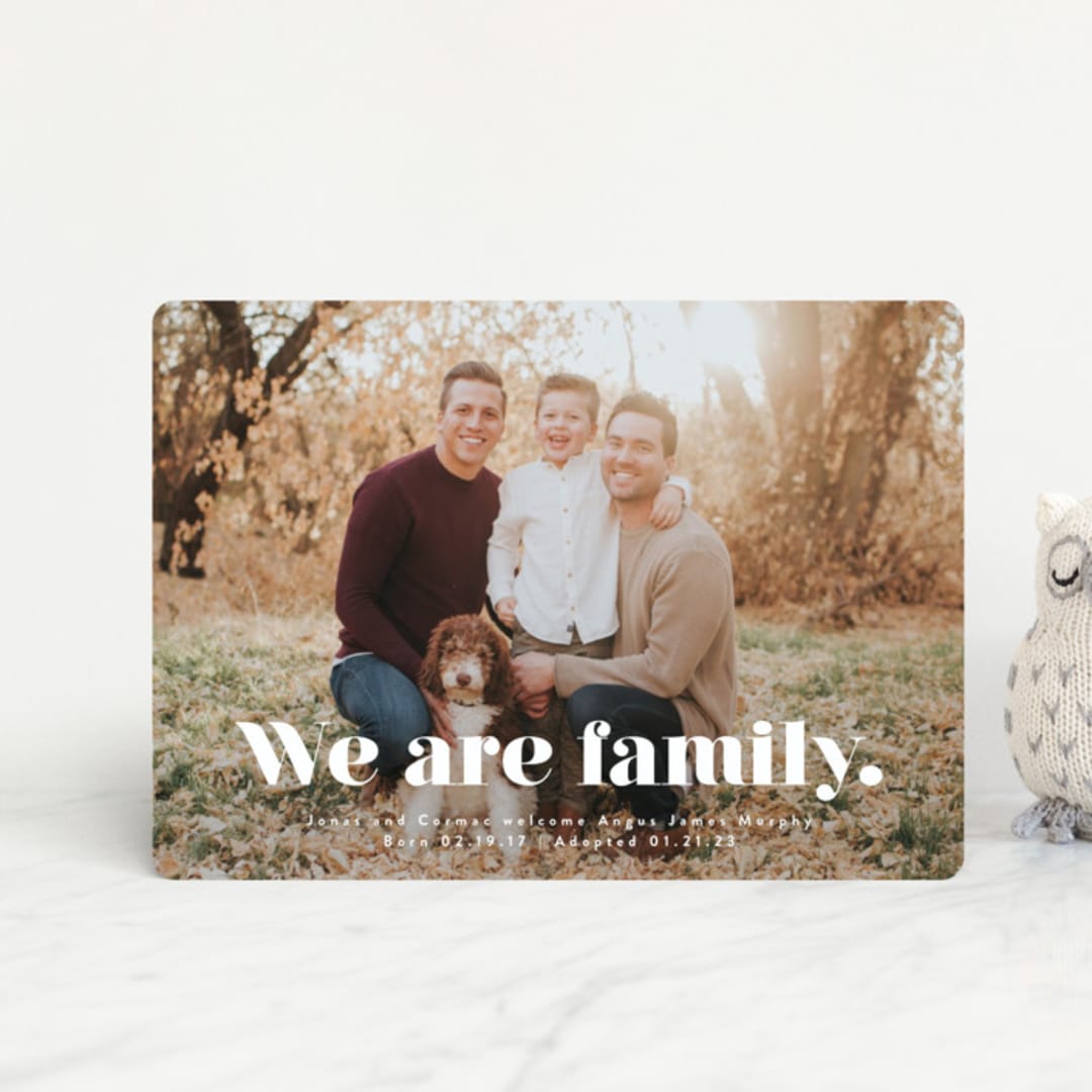 "We Are Family" - Birth Announcements in Cotton by Corinne Malesic - Front