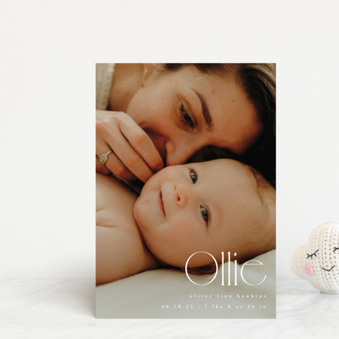 "Ollie" - Birth Announcements in Cotton by Kristie Kern - Front