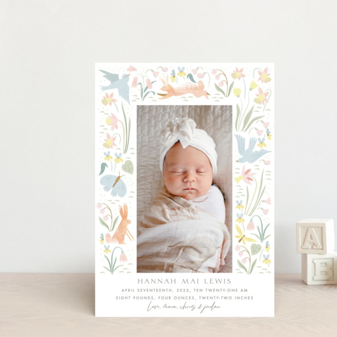 "Baby Garden" - Birth Announcements in Sky by Eve Schultz - Front