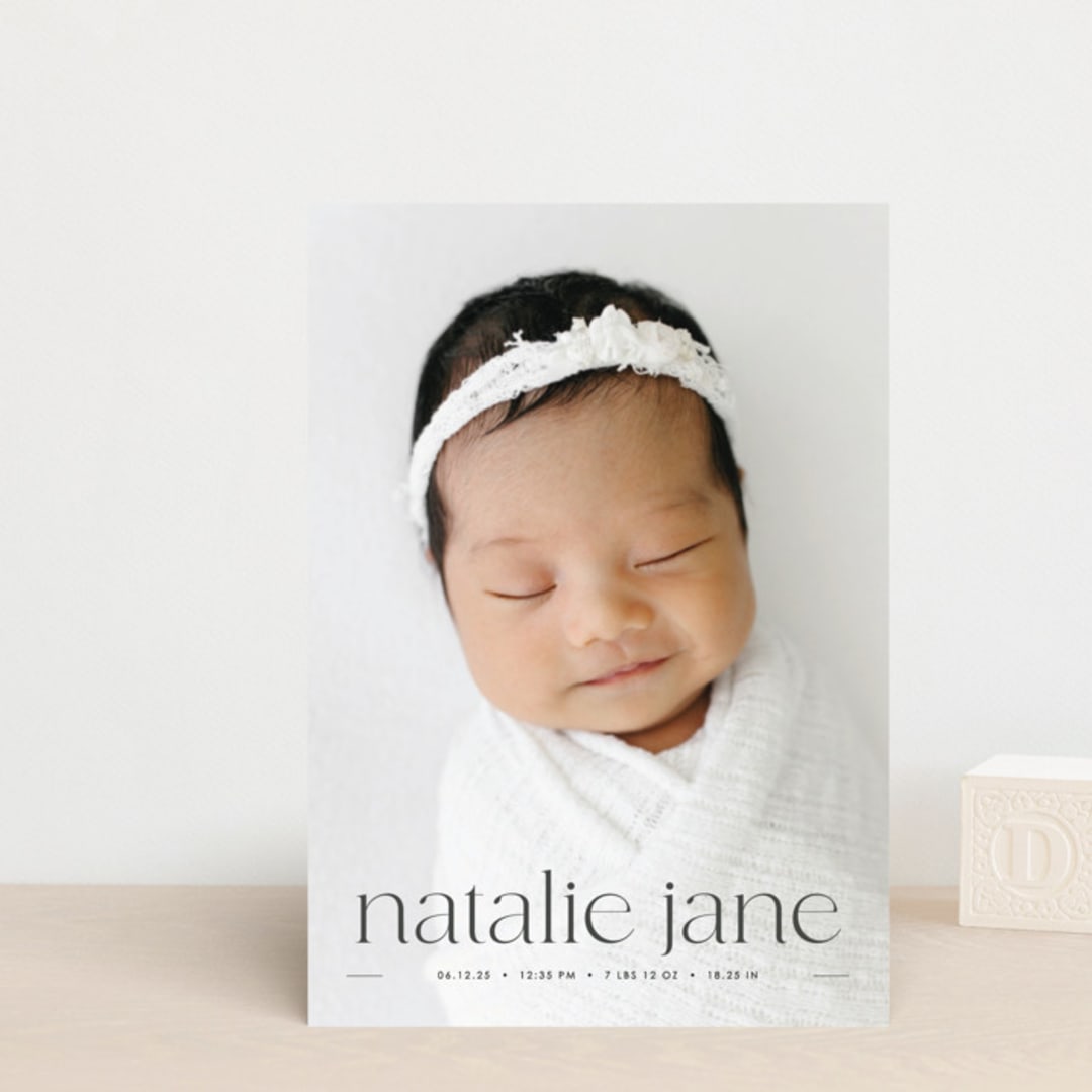 "Announcing Baby" - Birth Announcements in Onyx by Erin Deegan - Front