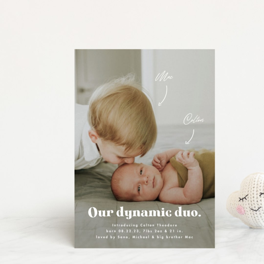 "Dynamic Duo" - Birth Announcements in Cotton by Corinne Malesic - Front