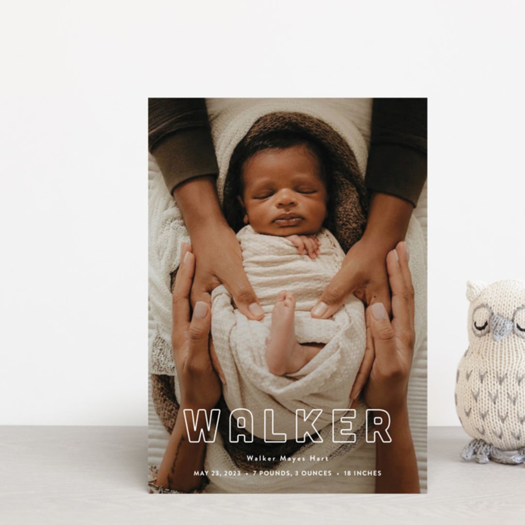 "snug" - Birth Announcements in Powder by Sara Hicks Malone - Front