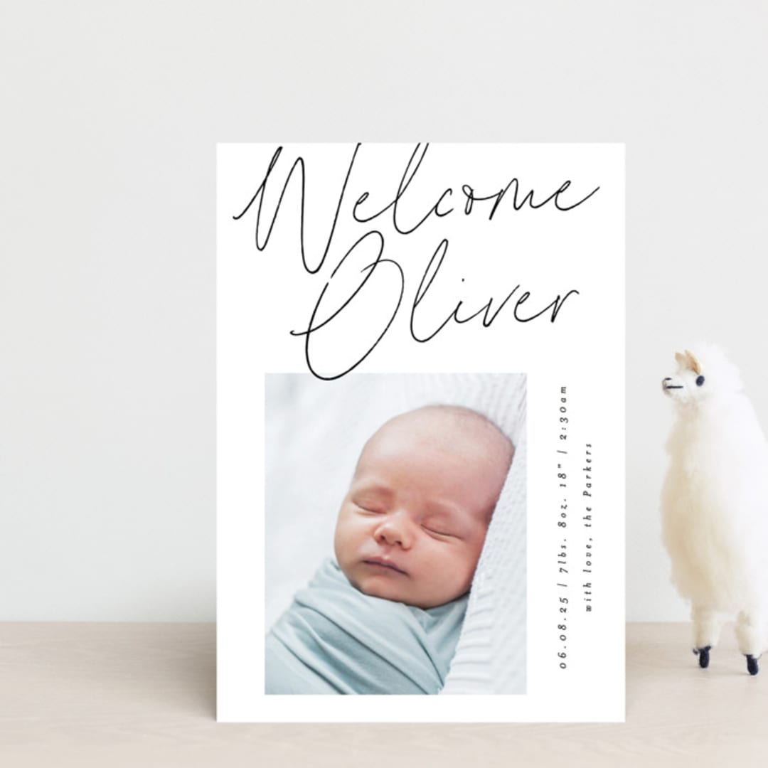"Simply" - Birth Announcements in Noir by AK Graphics - Front