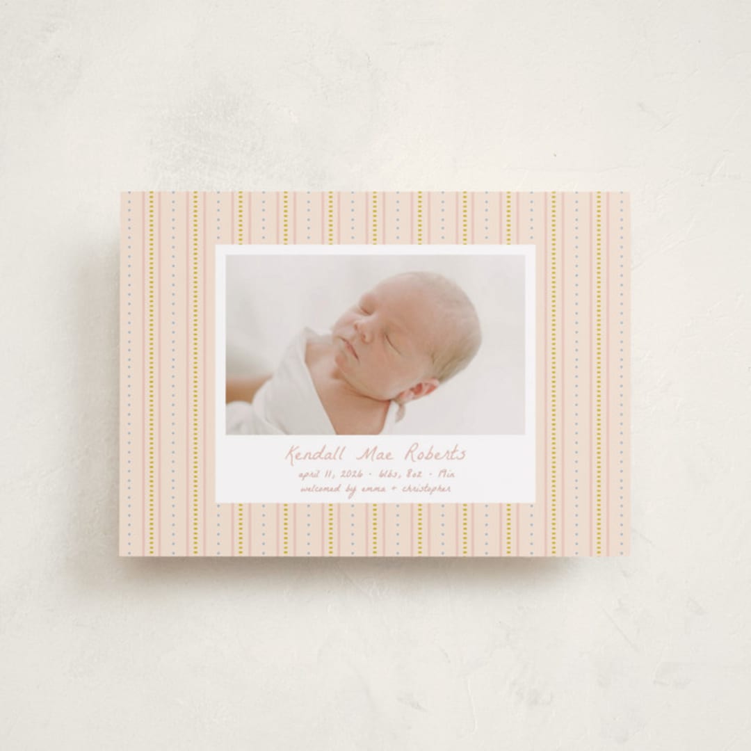 "patterned stripes" - Birth Announcements in Blush by Ellen Schlegelmilch - Front