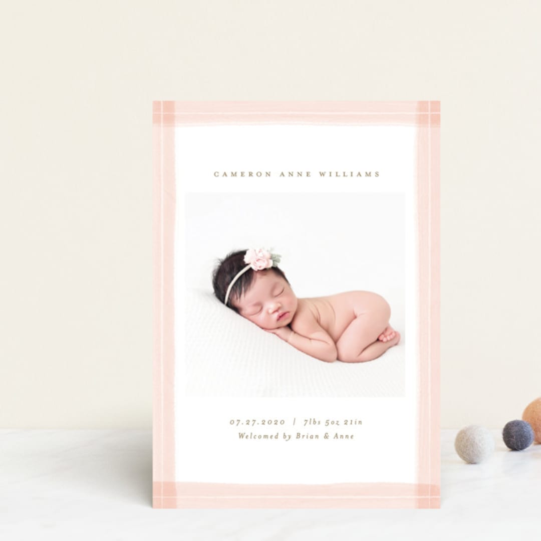 "trimmings" - Birth Announcements in Blush by Michelle Taylor - Front