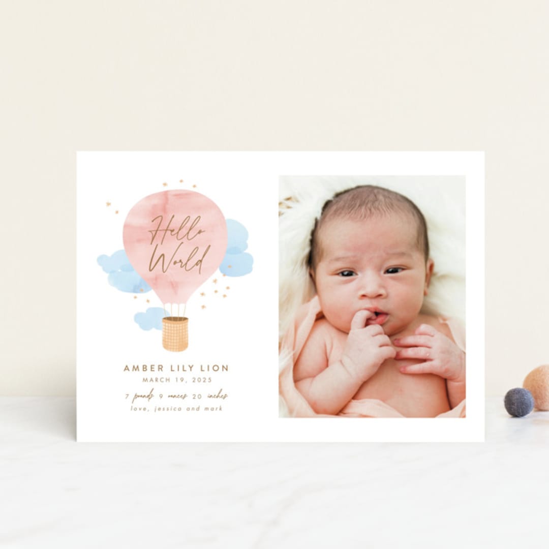 "Baby World" - Birth Announcements in Blush by Kanika Mathur - Front