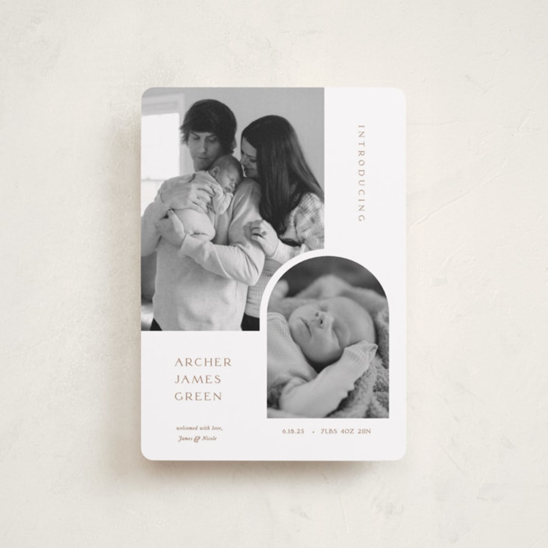 "Modern Inset" - Birth Announcements in Cotton by Robin Ott - Front