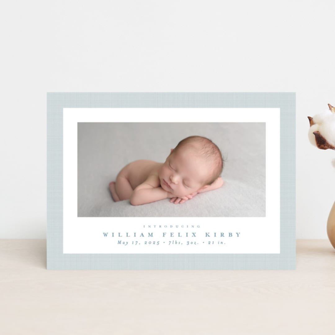 "Linen frame" - Birth Announcements in Powder by Lea Delaveris - Front