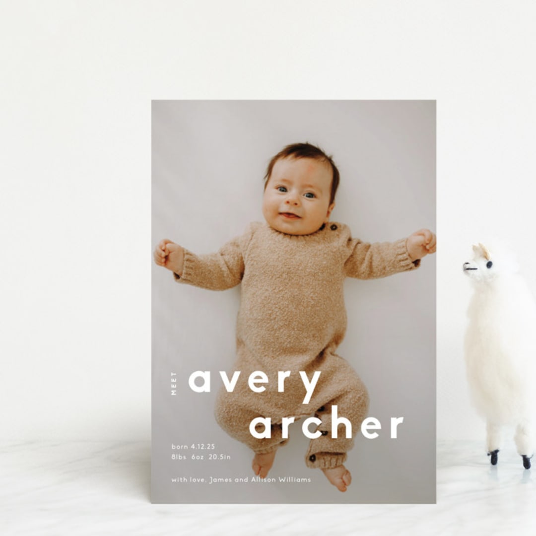 "Modern Name" - Birth Announcements in Moon by Robin Ott - Front