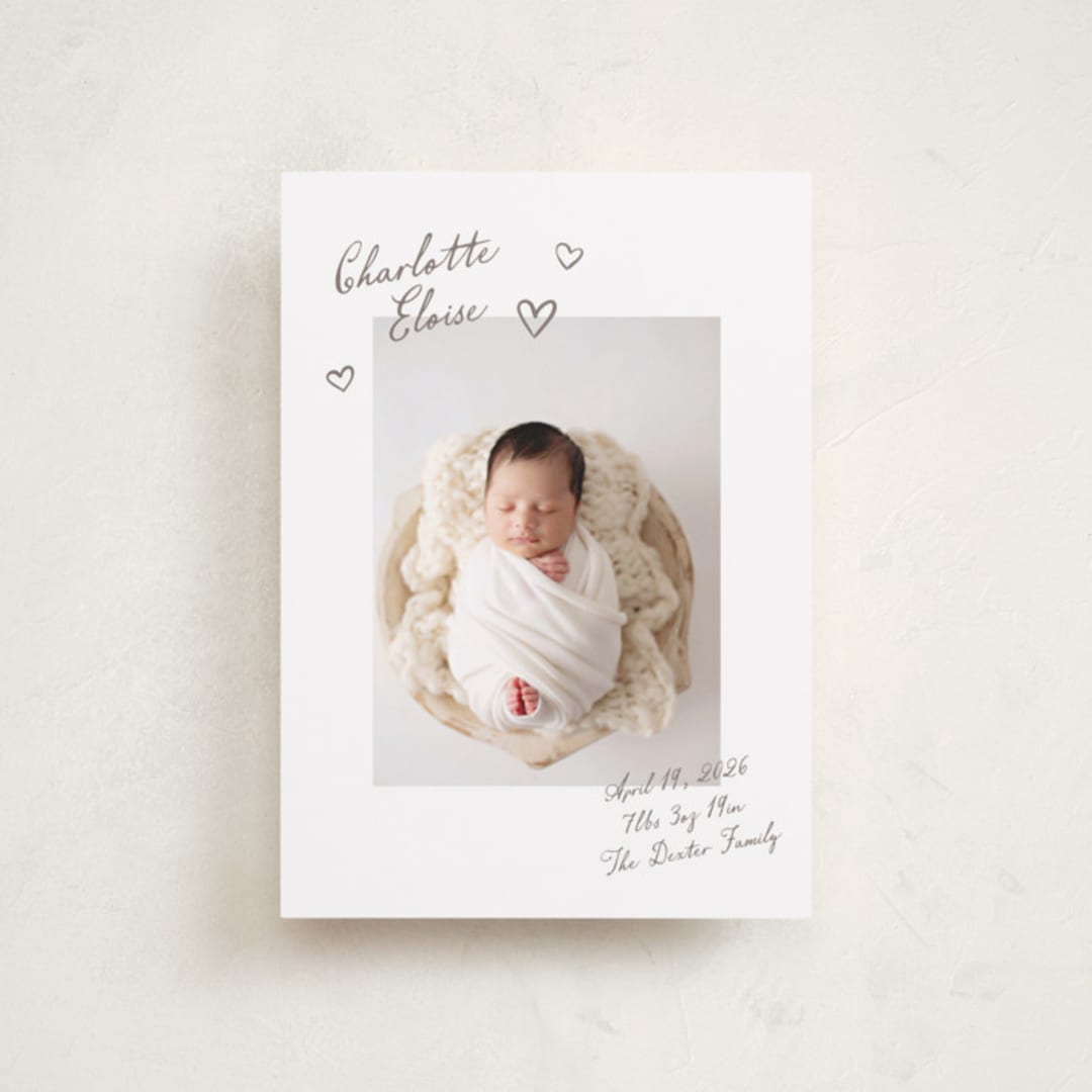 "Written" - Birth Announcements in Sand by Pixel and Hank - Front