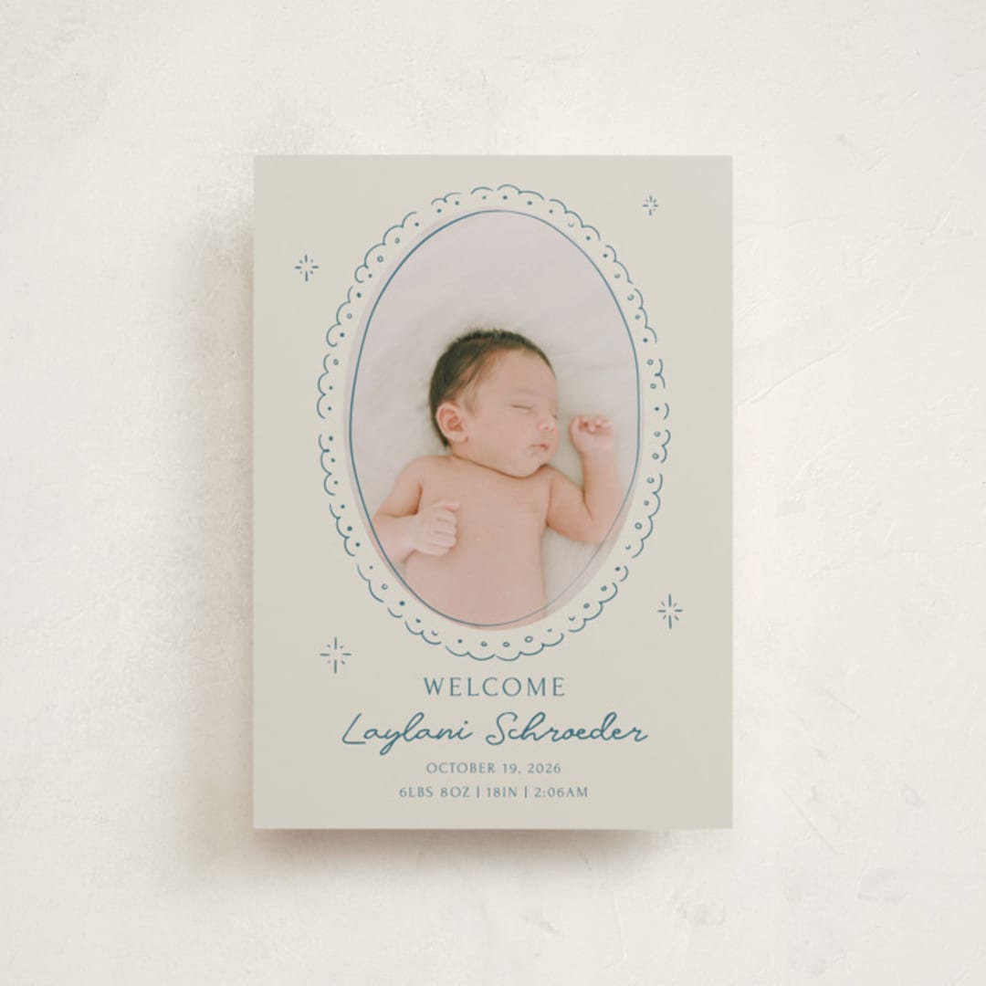 "Doodle Frame" - Birth Announcements in Deep Pond by Zove Ahhh - Front