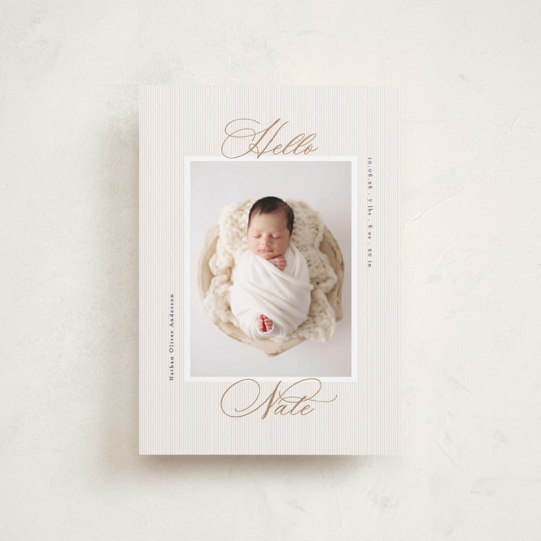 "Sweet Stripes" - Birth Announcements in Sand by Gwen Bedat - Front