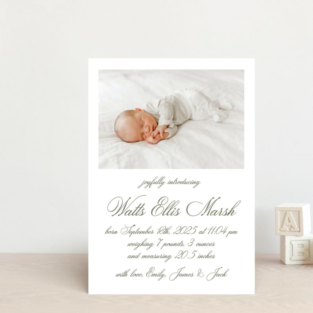 "Walden" - Birth Announcements in Fern by Megan Davis - Front