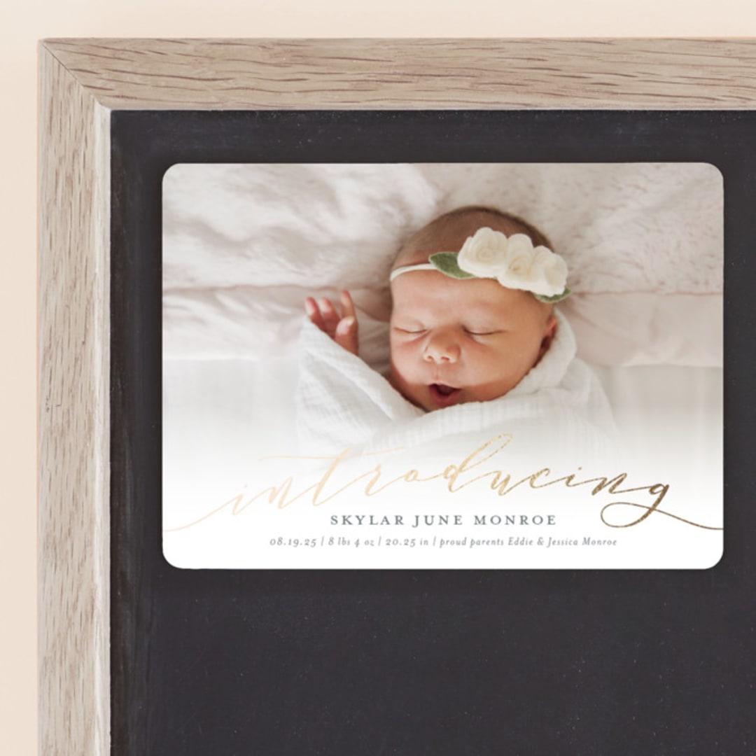 "Treasured" - Birth Announcements in Slate by Sarah Brown - Front