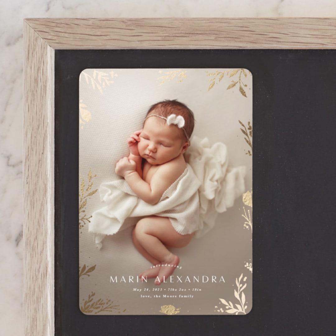 "sparkling florals" - Birth Announcements in Sand by Kate Ahn - Front