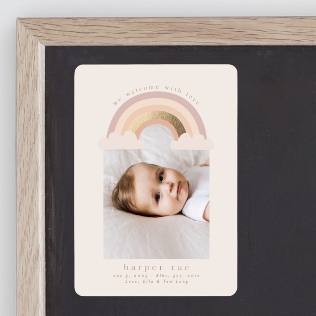 "Rainbow Sky" - Birth Announcements in Blush by Angela Thompson - Front