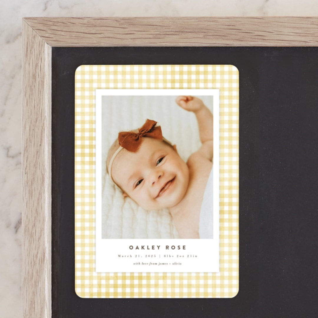 "Gingham" - Birth Announcements in Marigold by Jessie Steury - Front