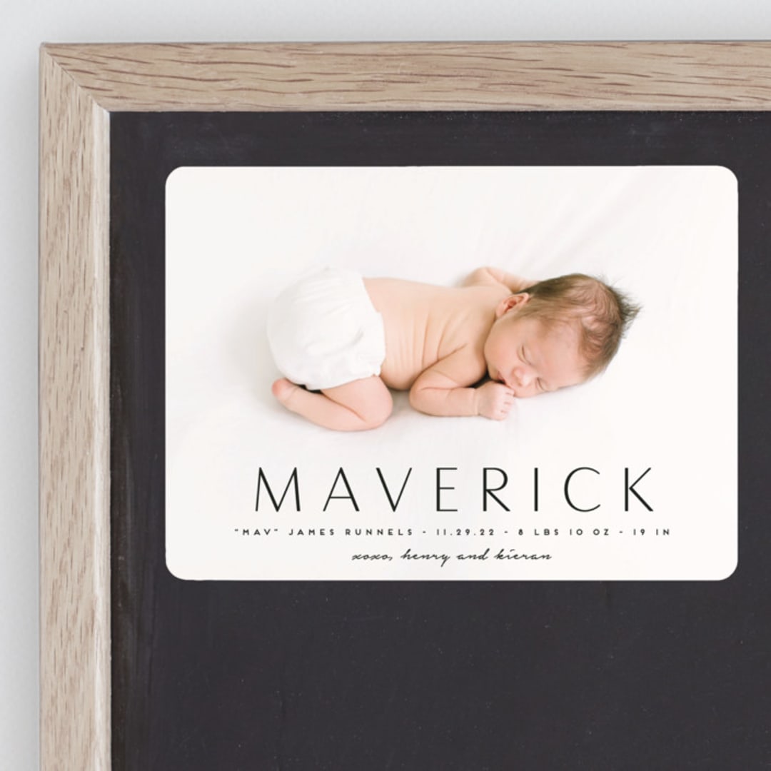 "Straight Forward" - Birth Announcements in Ebony by Kaydi Bishop - Front