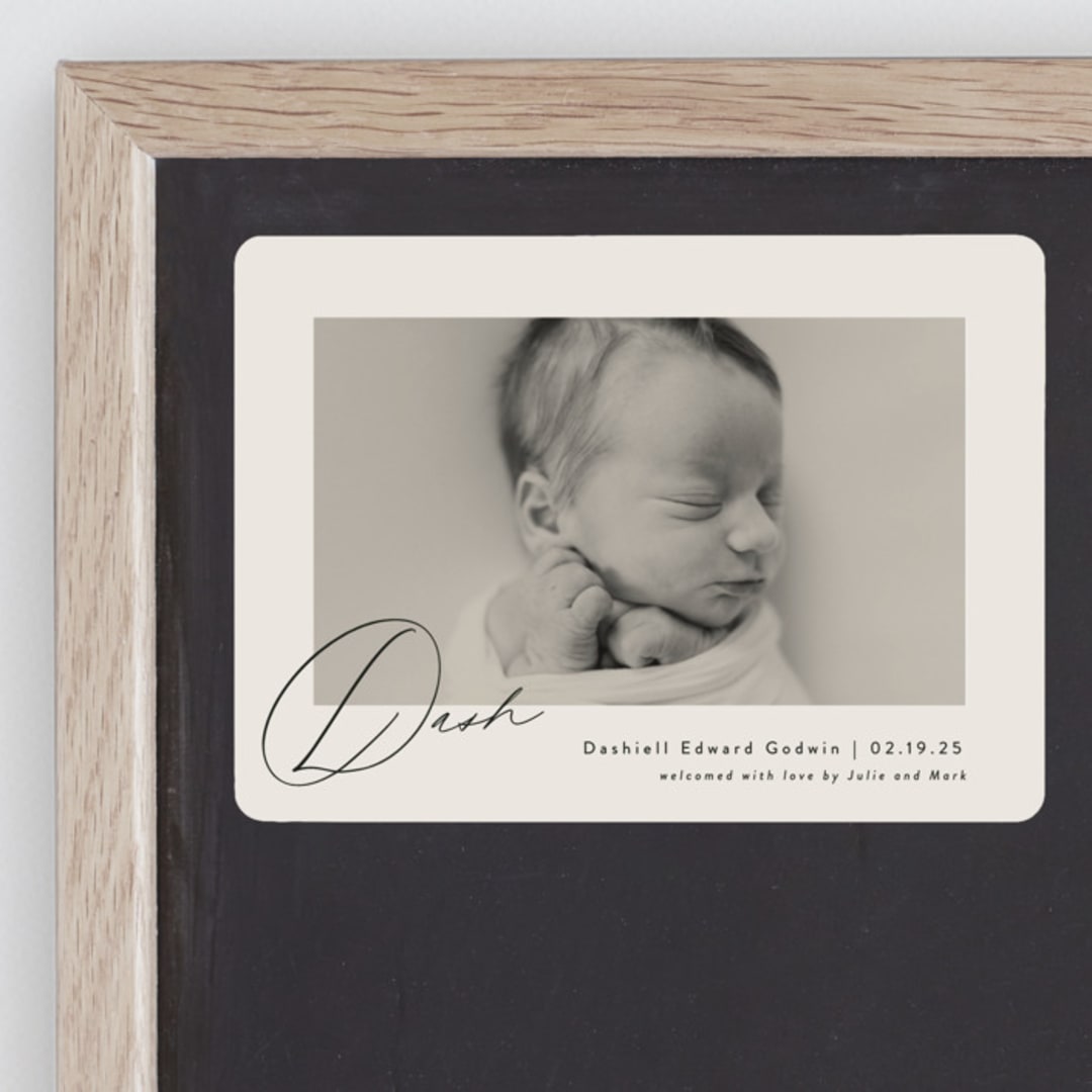 "Dashing" - Birth Announcements in Vanilla by Olivia Raufman - Front