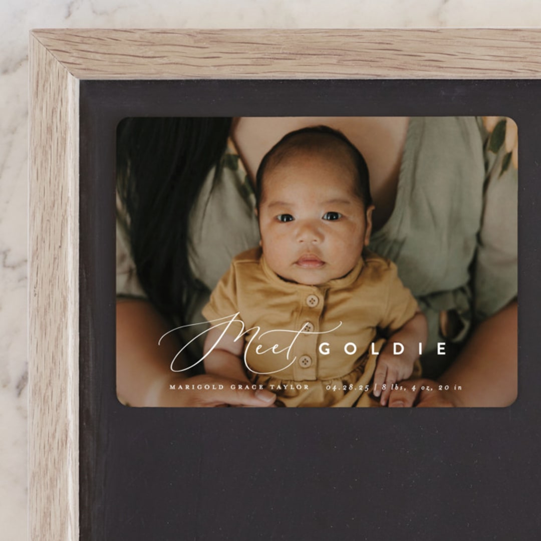 "Modern Meet" - Birth Announcements in Linen by Erica Krystek - Front