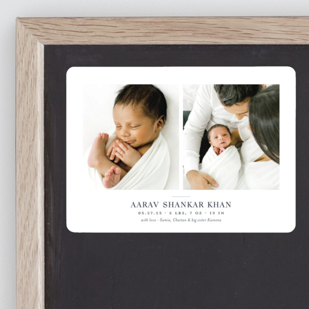 "Curator" - Birth Announcements in Denim by Megan Davis - Front