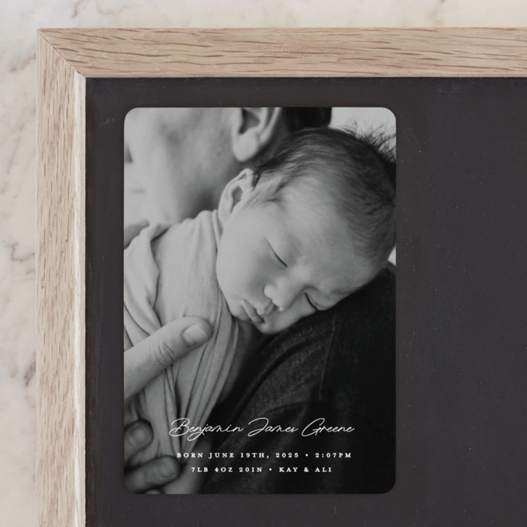 "Handwriting" - Birth Announcements in Snow by Bethan - Front