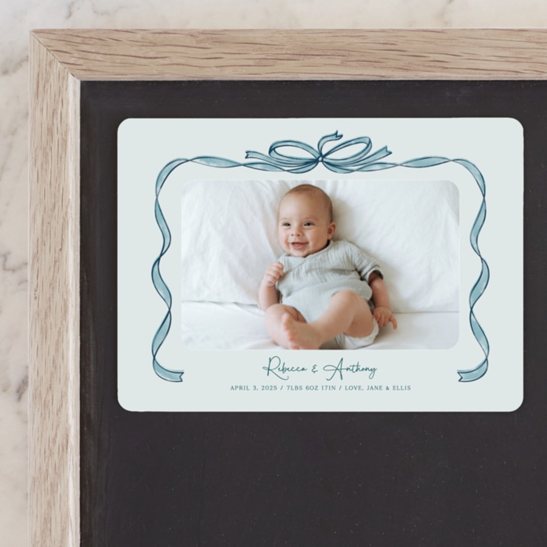 "Tied Together" - Birth Announcements in Mint by Paper Sun Studio - Front