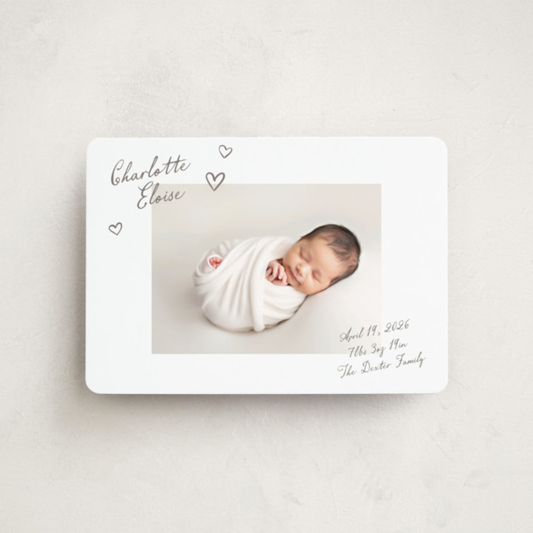 "Written" - Birth Announcements in Sand by Pixel and Hank - Front
