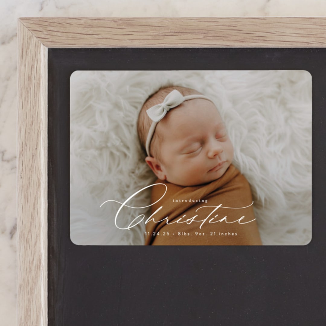 "Sweeping Name" - Birth Announcements in Cloud by Alethea and Ruth - Front