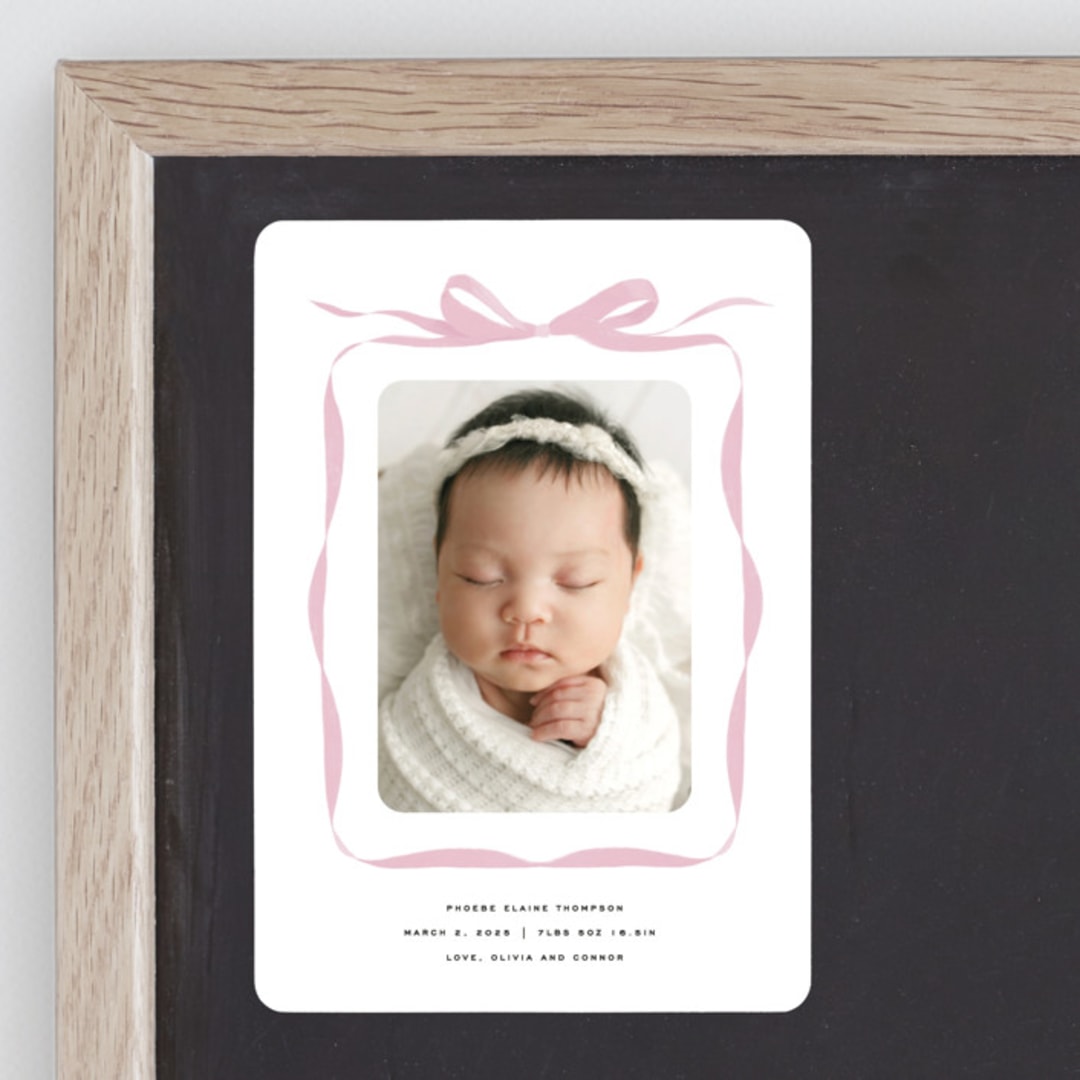 "Bow" - Birth Announcements in Poppy by Olivia Kanaley Inman - Front