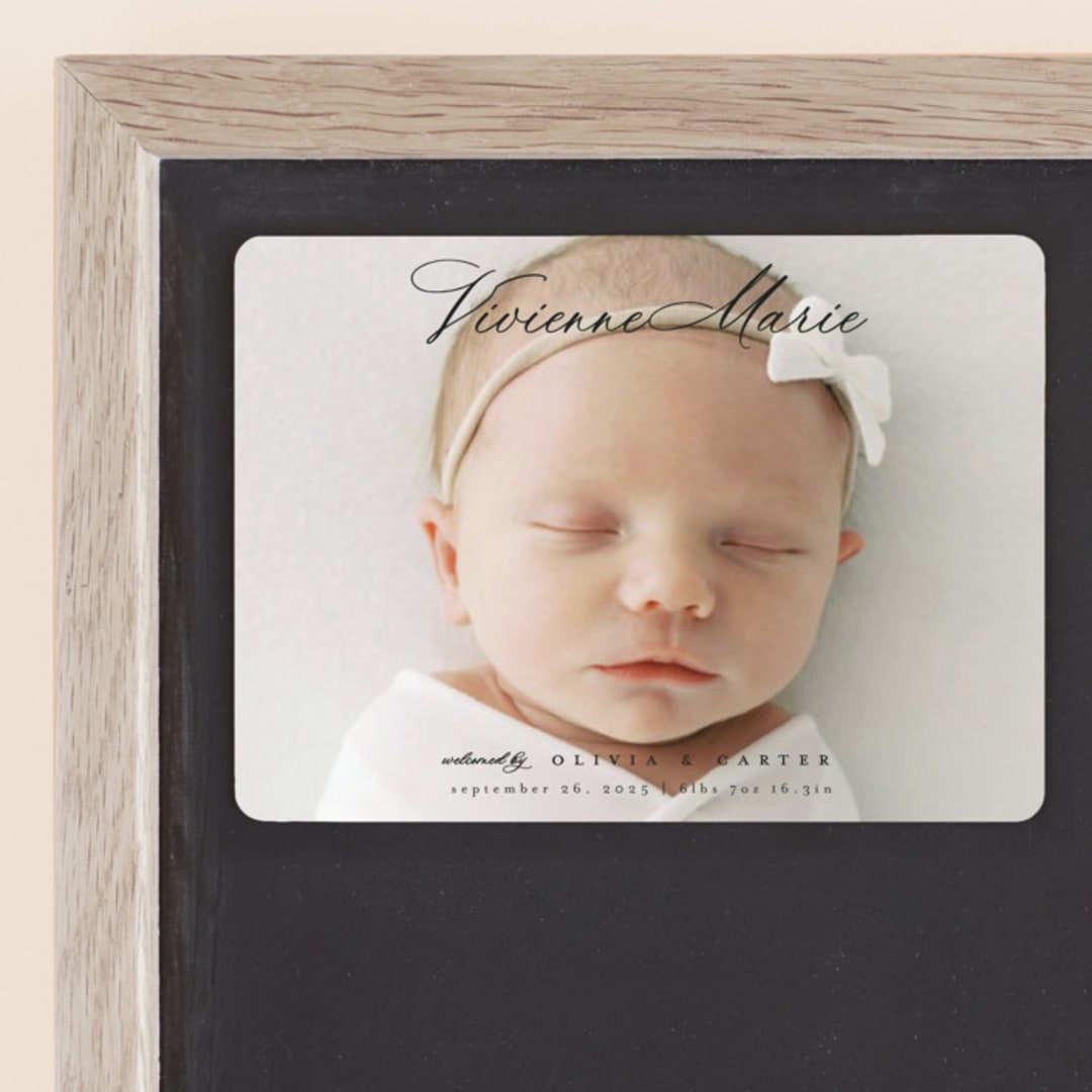 "Enchanted Love" - Birth Announcements in Noir by Ashlee Townsend - Front