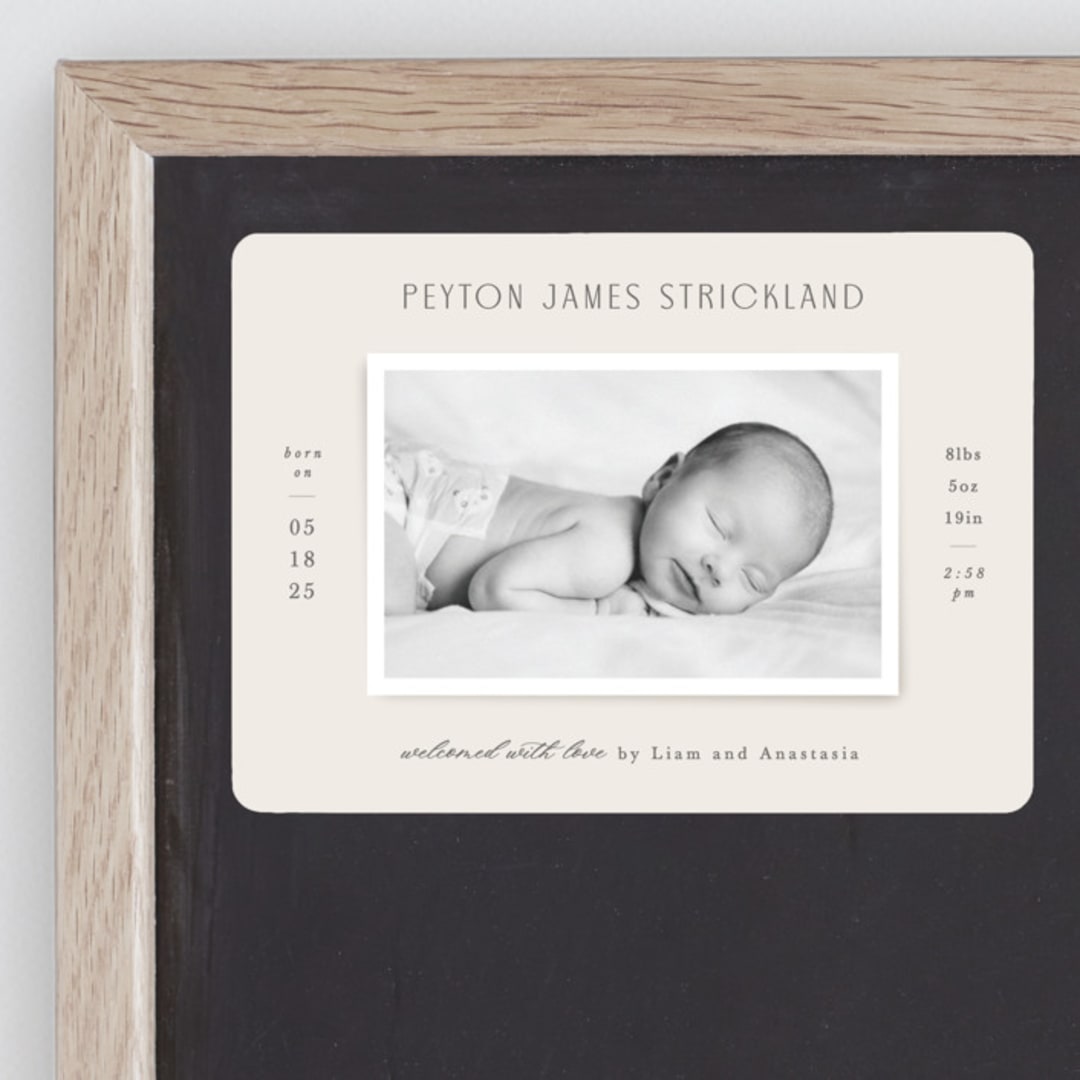 "Classical" - Birth Announcements in Cream by Hooray Creative - Front
