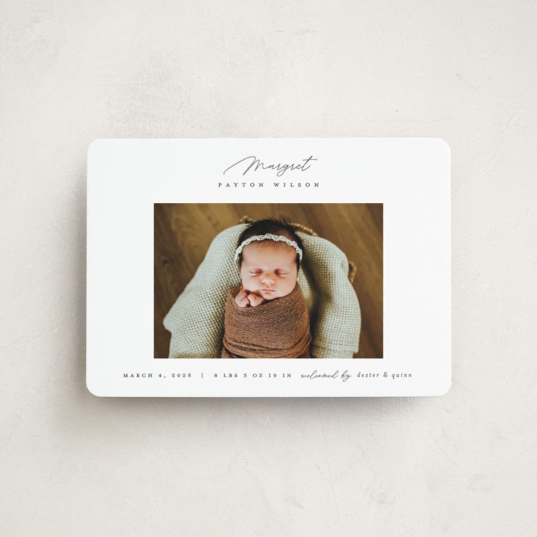 "Simply Lovely" - Birth Announcements in Pearl by Pixel and Hank - Front