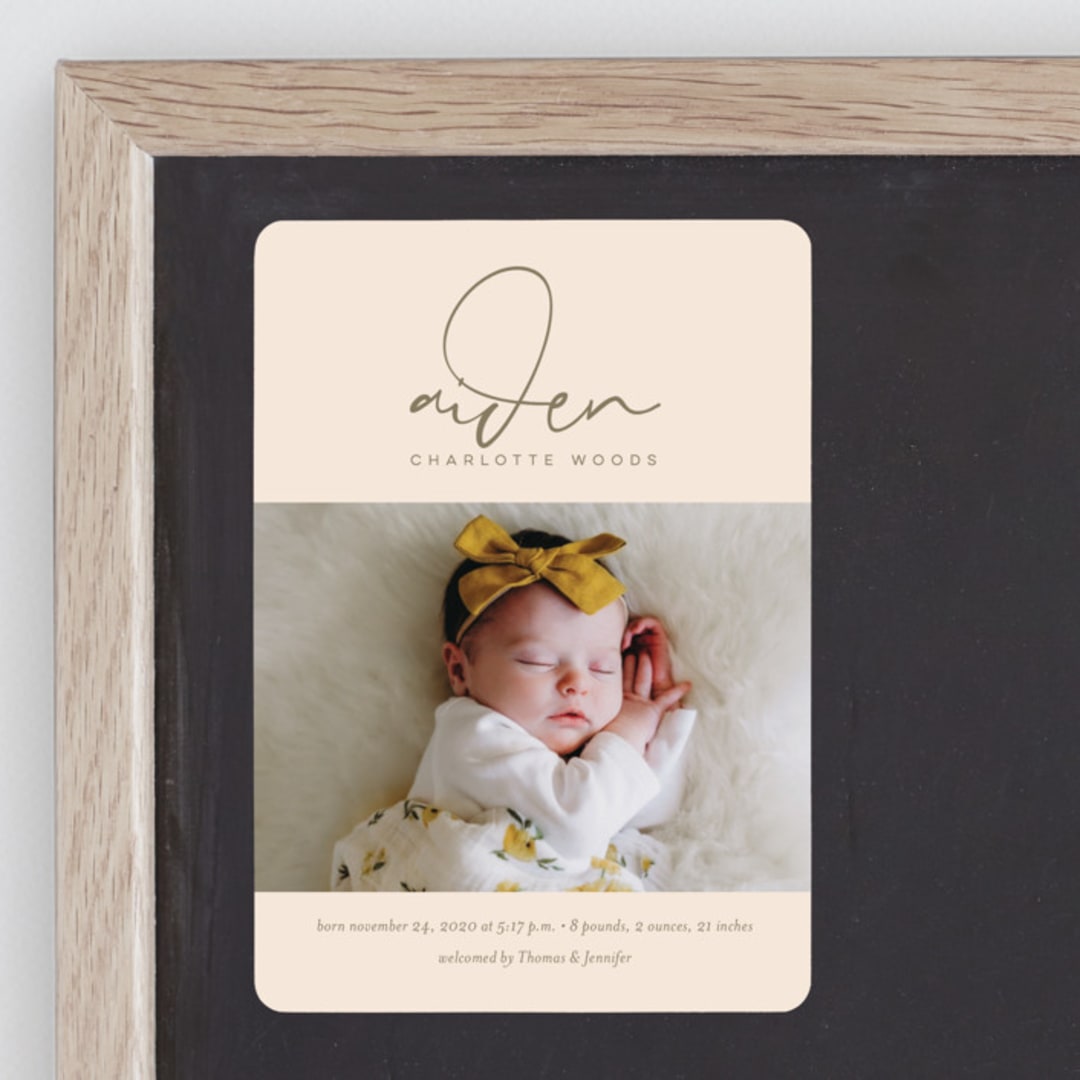 "Signature Babe" - Birth Announcements in Peach by Jessica Williams - Front