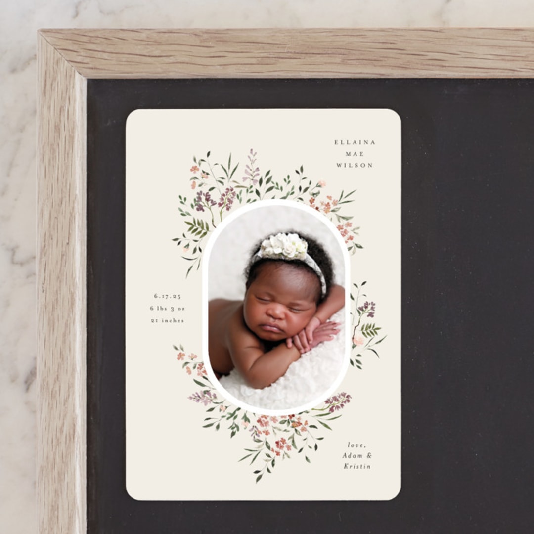 "Wildflower" - Birth Announcements in Eggshell by Itsy Belle Studio - Front