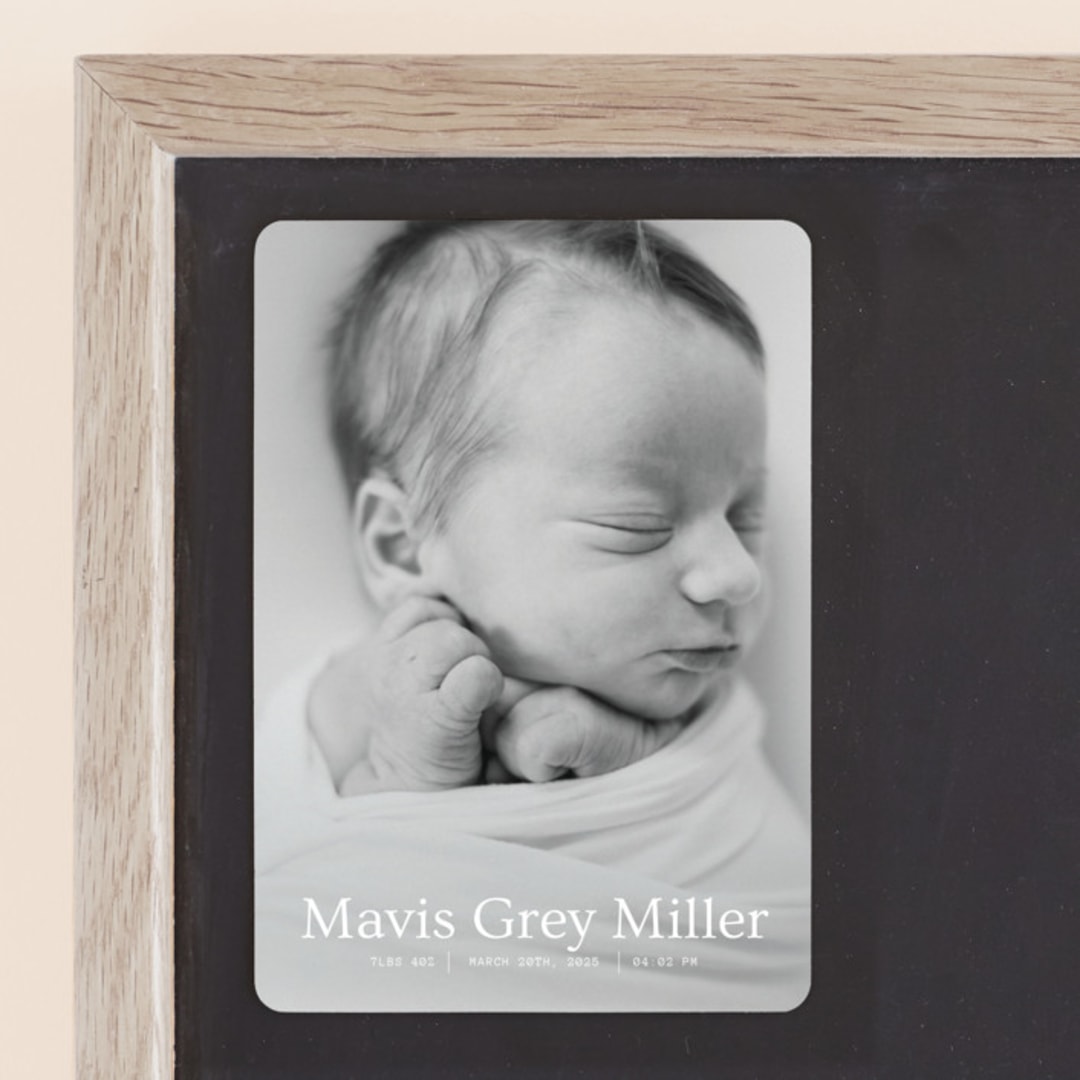 "simple in serif" - Birth Announcements in Snow by Bramble Studio - Front